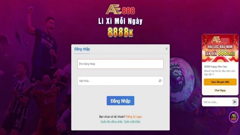 Điền thông tin đăng nhập vào nhà cái AE888